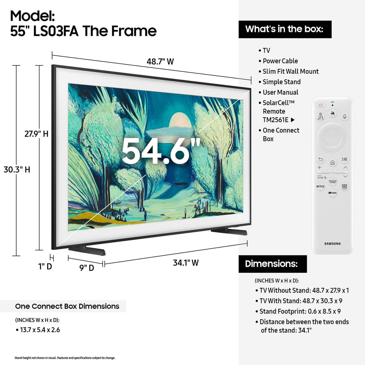 Samsung - 55” Class LS03FA The Frame Series QLED 4K UHD Art Mode SamsungVision AI Smart TV w/ Wall Mount (2025)