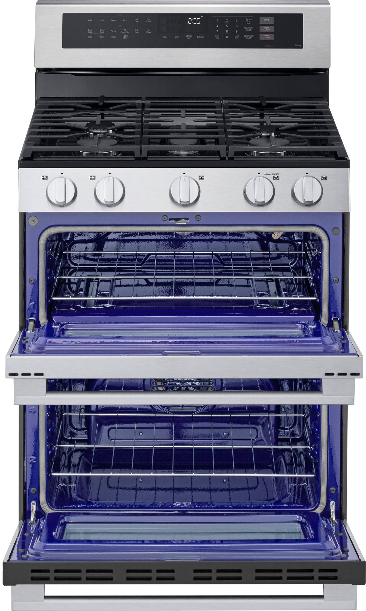 LG - 30-in Wide 6.9 Cu. Ft. Slide-In Double Oven Gas True Convection Smart Range with 5 Burners and UltraHeat 20K BTU Burner - Stainless Steel