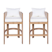 Modern Matera Barstool (Set of 2) With Wraparound Back And Rope - Teak / Beige