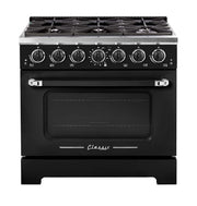 Unique Appliances - 36 in. Wide 6 Burner Classic Retro 5.2 Cu. Ft. Freestanding Gas Convection Range - Midnight Black