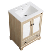 Mueble de baño con lavabo, 1 cajón de almacenamiento independiente - Marrón