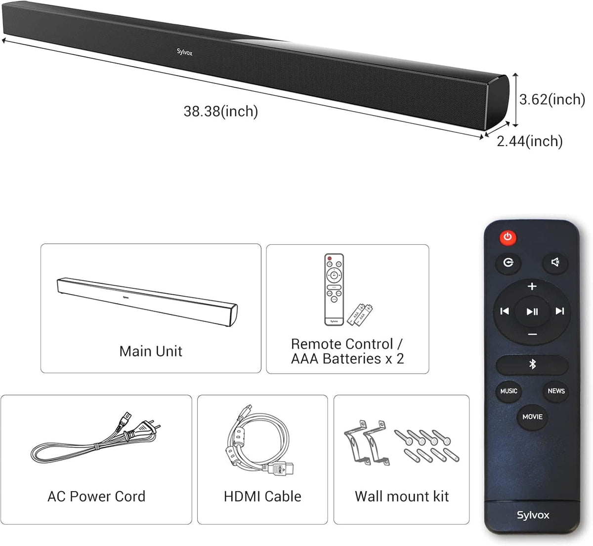Sylvox - Elf S2 Bluetooth 2.0 Waterproof Outdoor Soundbar - Black