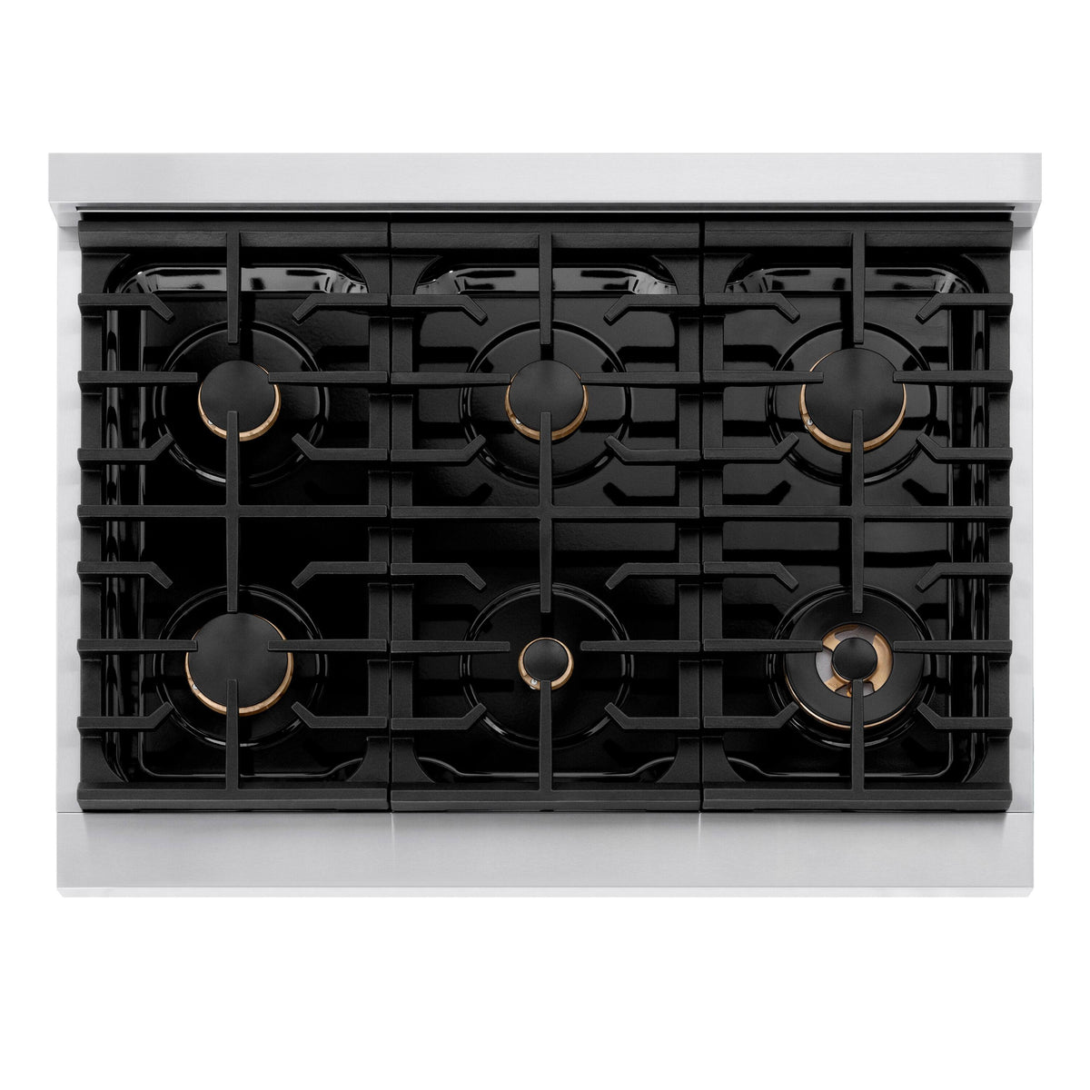 36 in. Wide 6 Burner ZLINE Autograph Paramount Dual Fuel Range and Bronze Accents (SDRZ-BLM-36-CB) - White