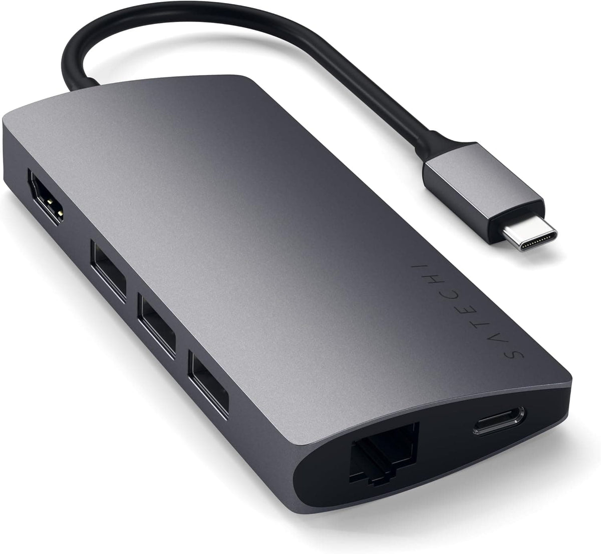 Satechi - Type-C Multi-Port Adapter V2-4K HDMI, Ethernet, USB-C, SD/Micro, USB 3.0 - MacBook Pro, MacBook Air, Windows Laptops - Space Gray