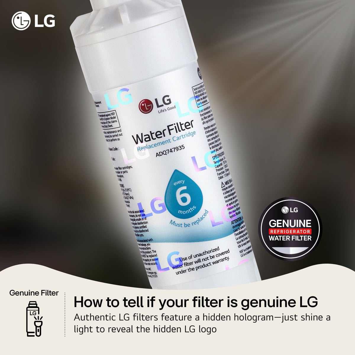 LT700P/LT700PC Water Filter for Select LG Refrigerators - White