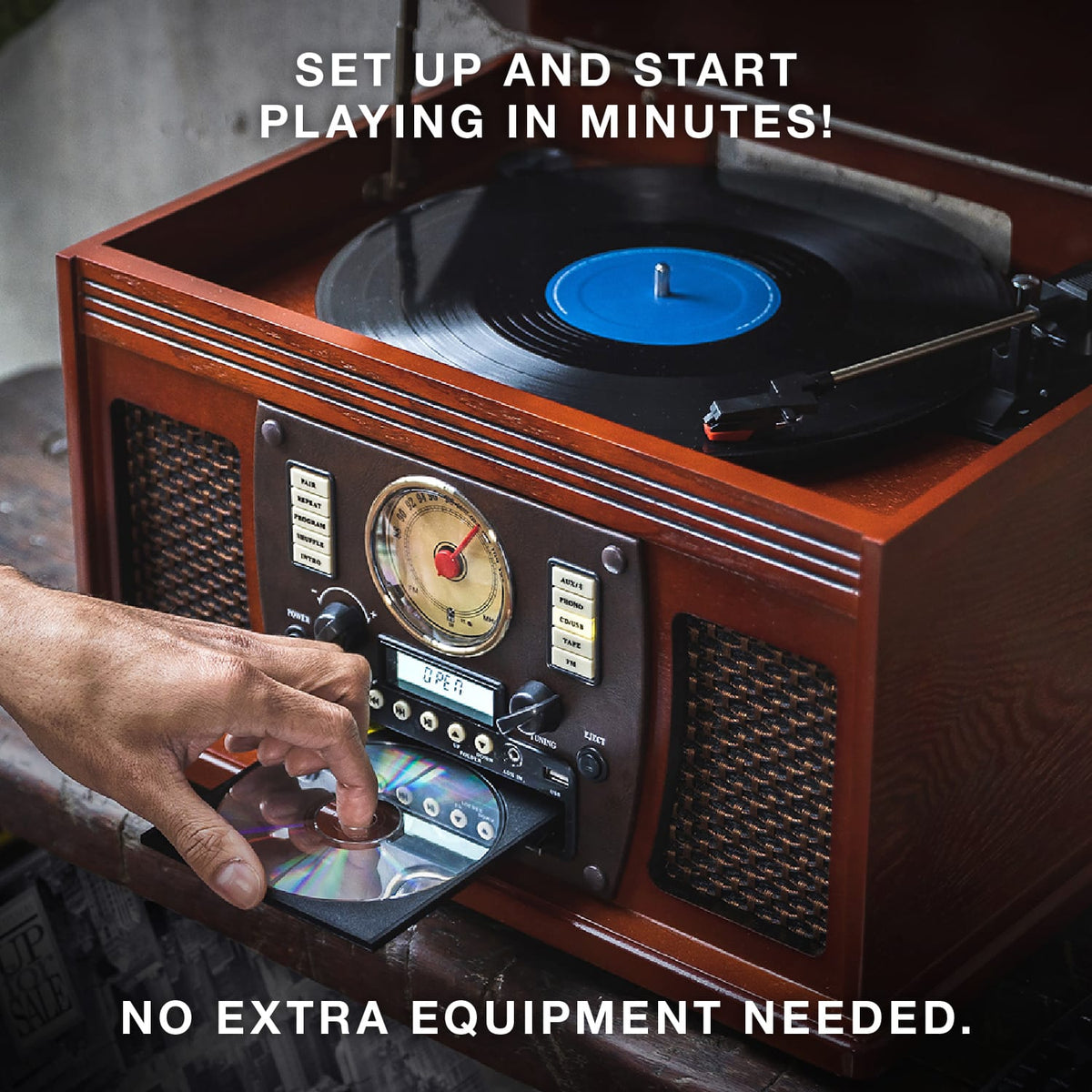 Victrola - Navigator 8-in-1 Classic Bluetooth Record Player with Turntable - White