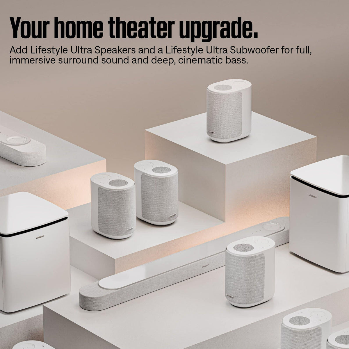 Bose - Lifestyle Ultra 5.1 Channel Wireless Soundbar with Dolby Atmos - White Smoke