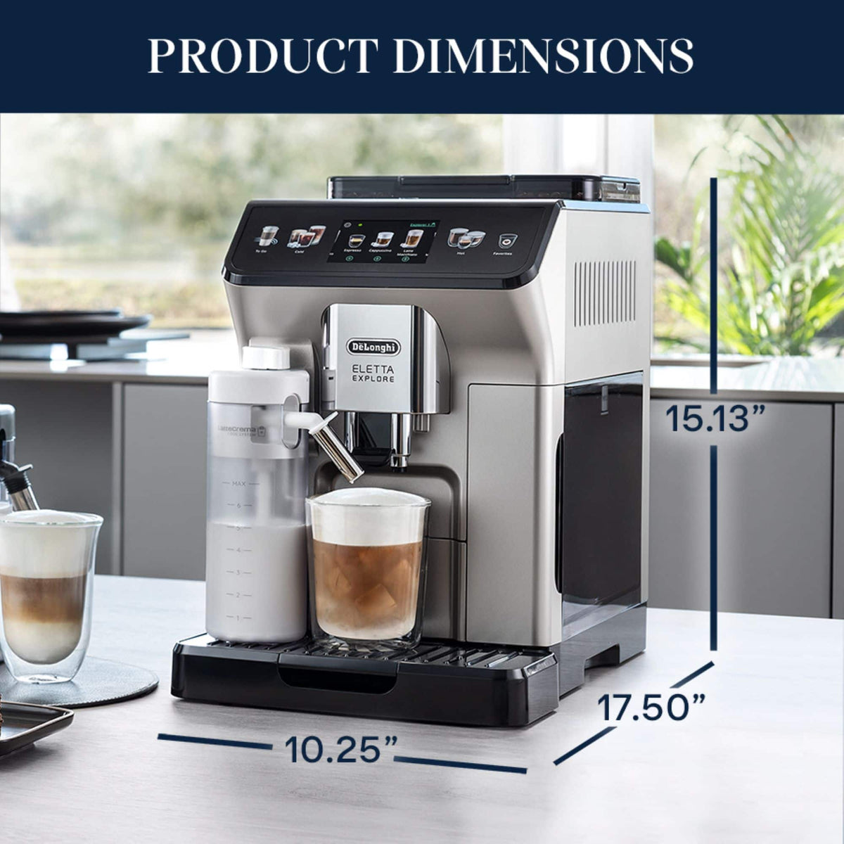 De'Longhi - Eletta Explore Fully Automatic Espresso Machine with Cold Brew - Silver