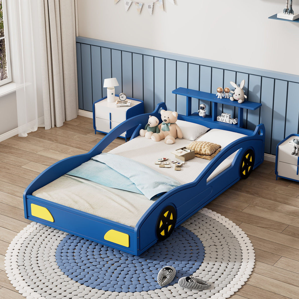 Cama Plataforma de Coche de Carreras y Ruedas