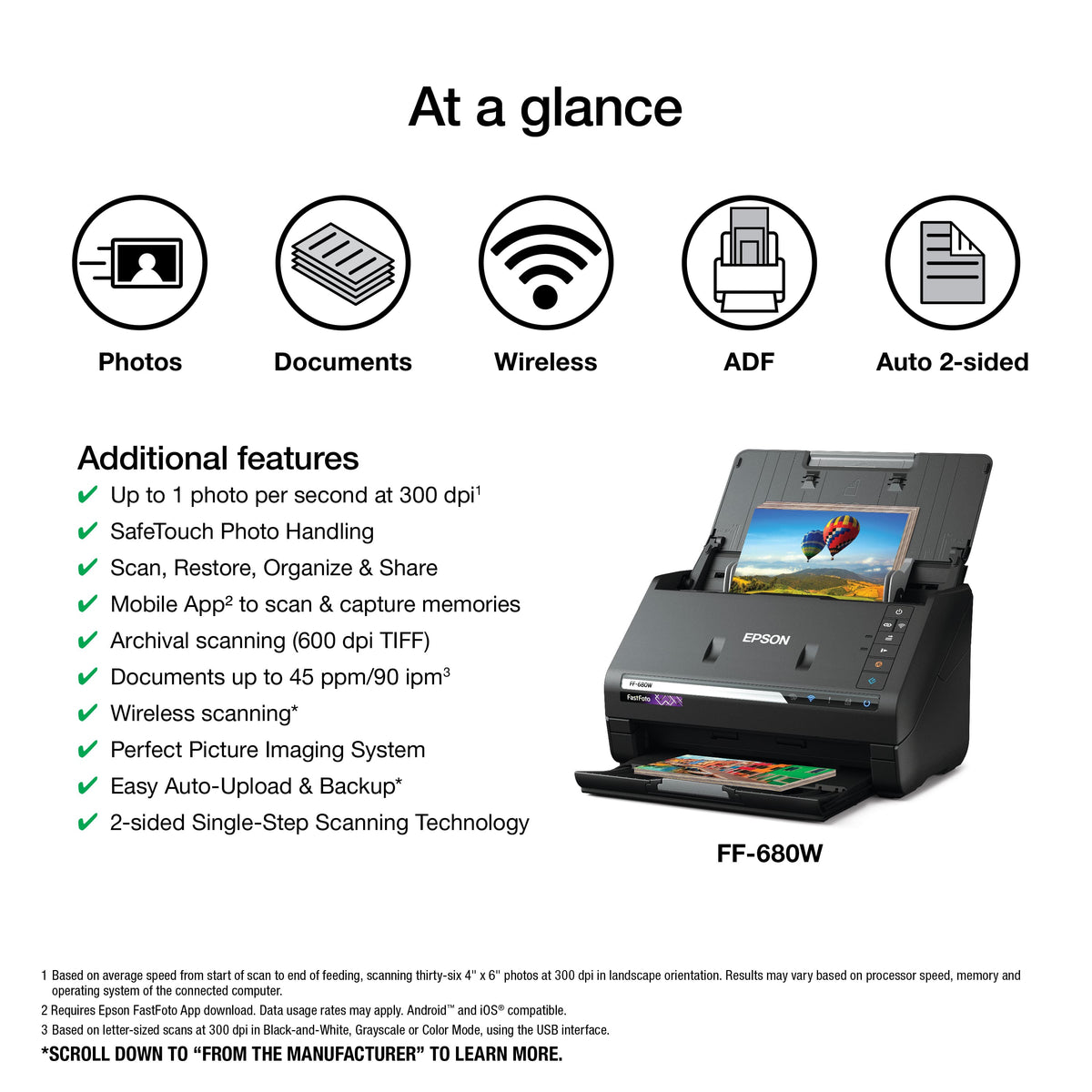 Epson - FastFoto FF-680W Wireless High-speed Photo Scanning System - Black