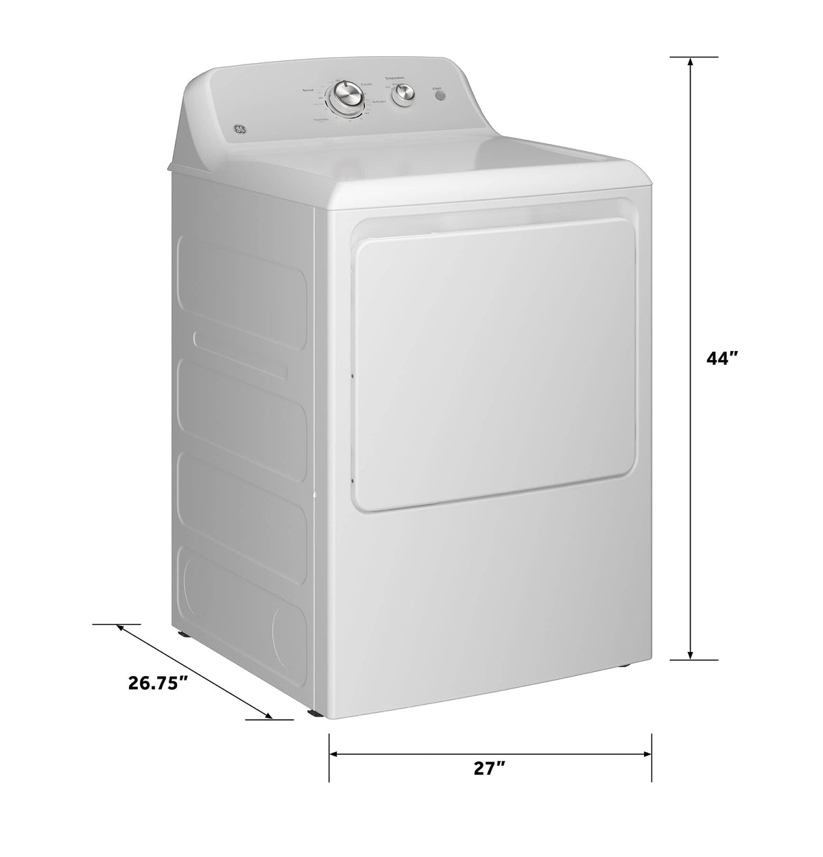 GE - 6.2 Cu. Ft. Electric Dryer with Shallow Depth Design - White with Silver Matte