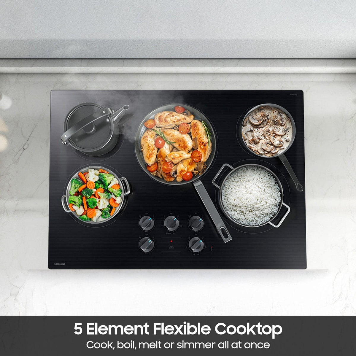 Samsung - 30" Electric Cooktop with 5 Burners and ENERGY STAR Certified Cooktop with Illuminated Knobs - Black