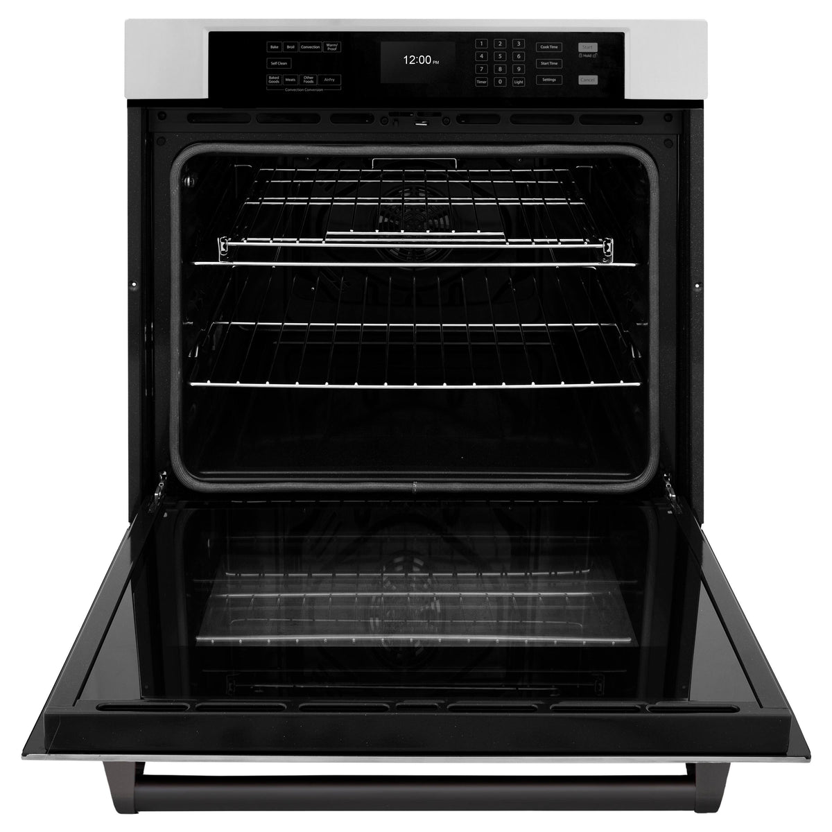 ZLINE - 30 in. Autograph Wall Oven w/ Air Fry and Self Clean w/ Matte Black Handle - Stainless Steel