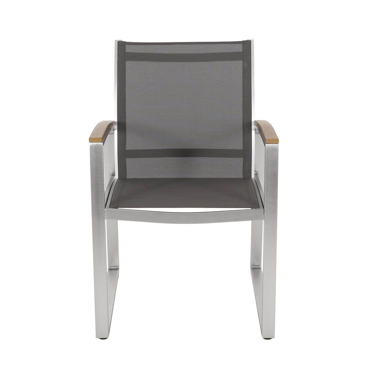 Poetic - Outdoor Dining Chair With Faux Wood Arms And Aluminum Frame (Set of 2) - Gray