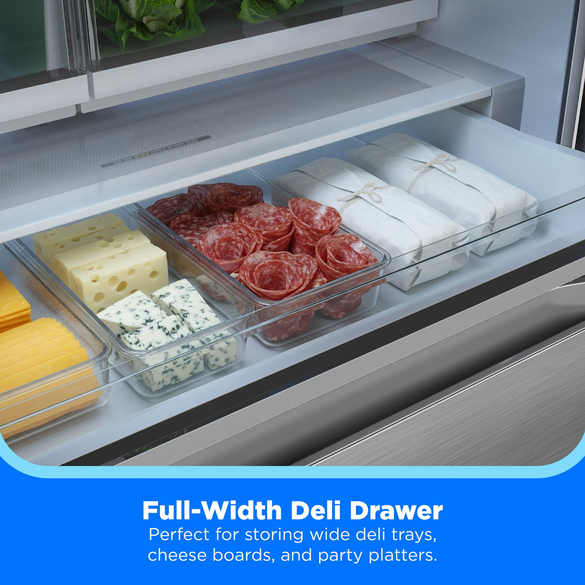 Midea - 32 cu. ft. Standard-Depth PLUS™ French Door Refrigerator + Water2Ways™ + Dual Icemaker + Extra-Large Capacity - Stainless Steel