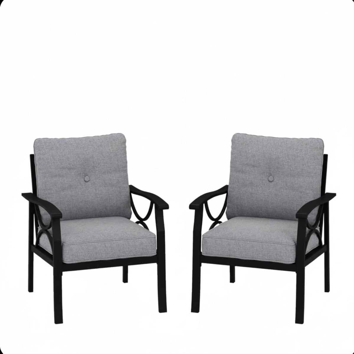 Sillones para todo tipo de clima con cojines, diseño escultural moderno (juego de 2)