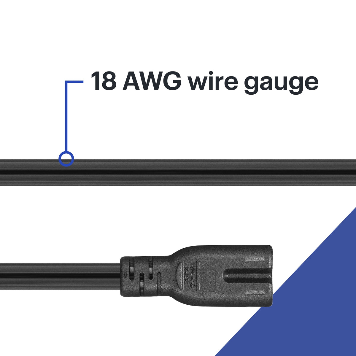 Best Buy essentials™ - 6' 2-Slot Non-Polarized Power Cord - Black