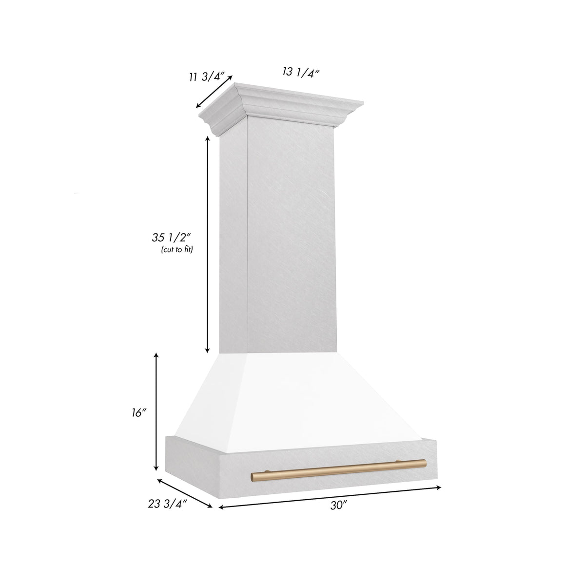 ZLINE Autograph Edition - 30 inches - Externally Vented - Wall Range Hood - Satin Stainless Steel with White Matte Shell