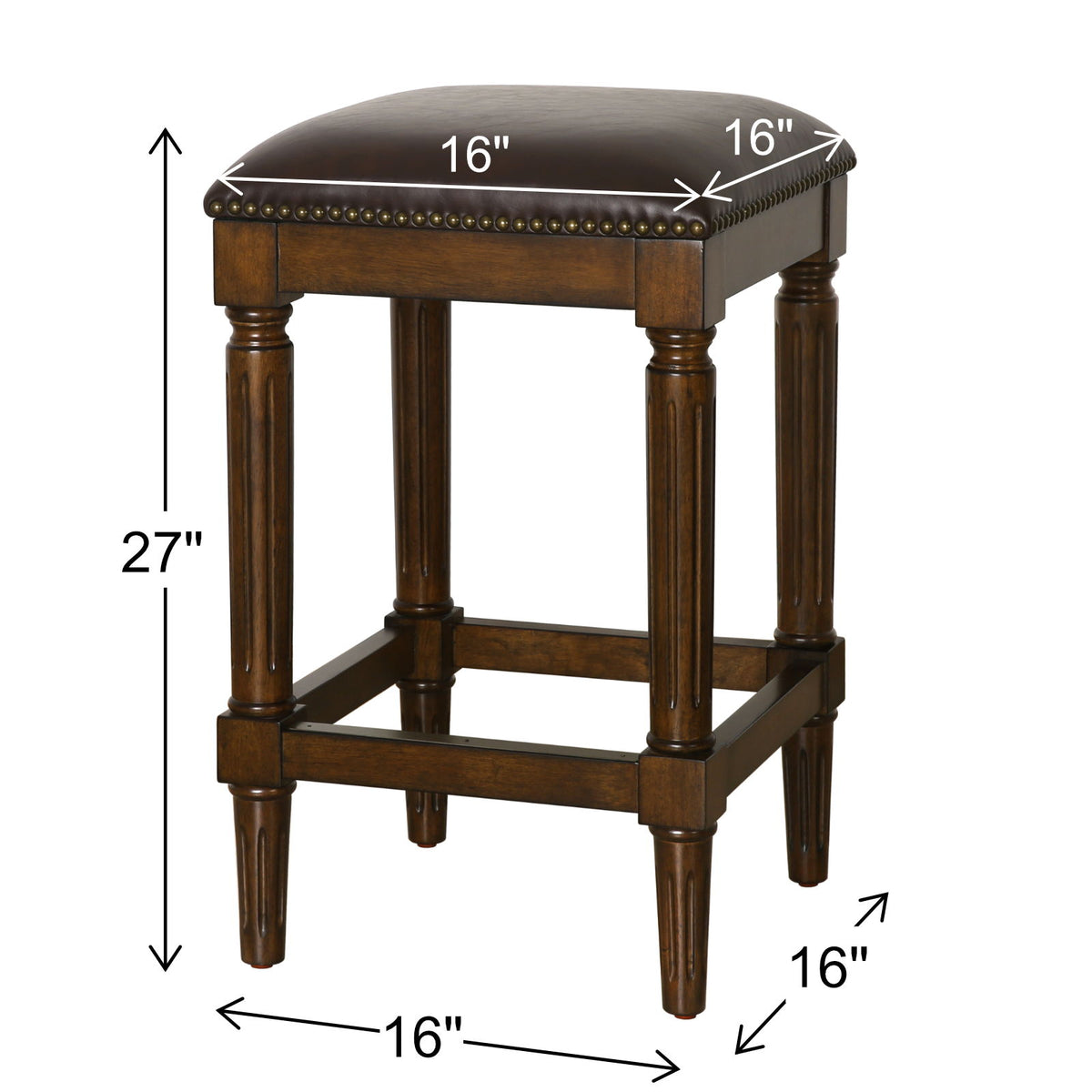Taburete cuadrado con asiento tapizado