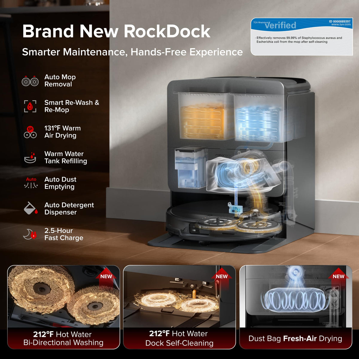 Roborock - Saros 20X Thin, Self-Lifting Robot Vacuum and Mop , 36,000 Pa Suction Hyper Force and Multi-Fuction new RockDock - Black