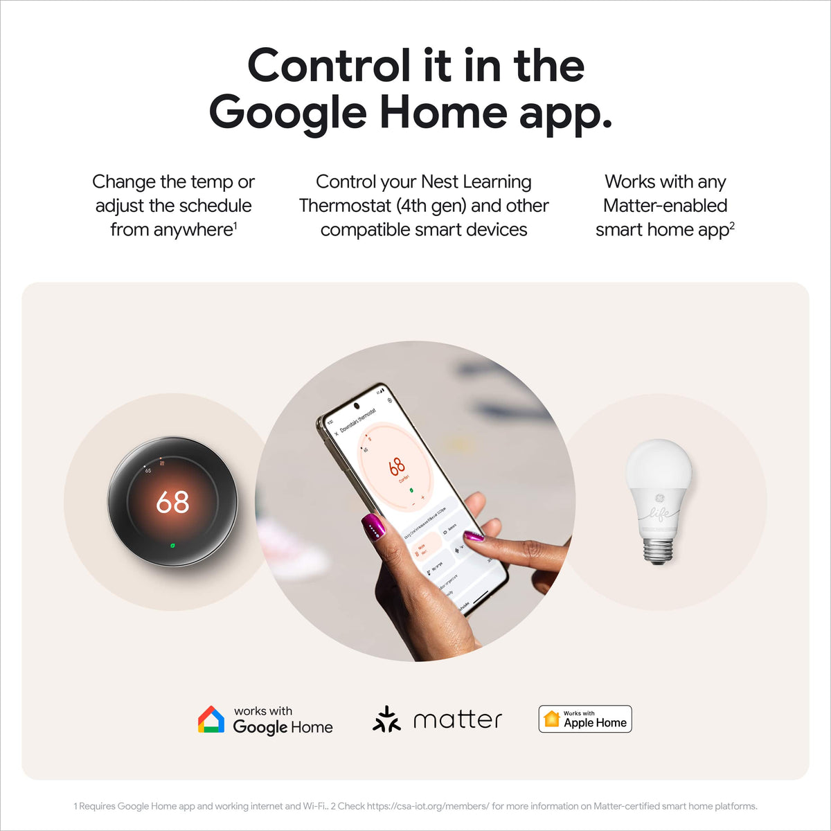 Google - Nest Learning Thermostat (4th gen) with Nest Temperature Sensor (2nd gen) - Polished Obsidian