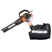 WORX - 12 Amp TRIVAC 75 MPH 600 CFM Electric Leaf Blower/Mulcher/Vacuum - Black