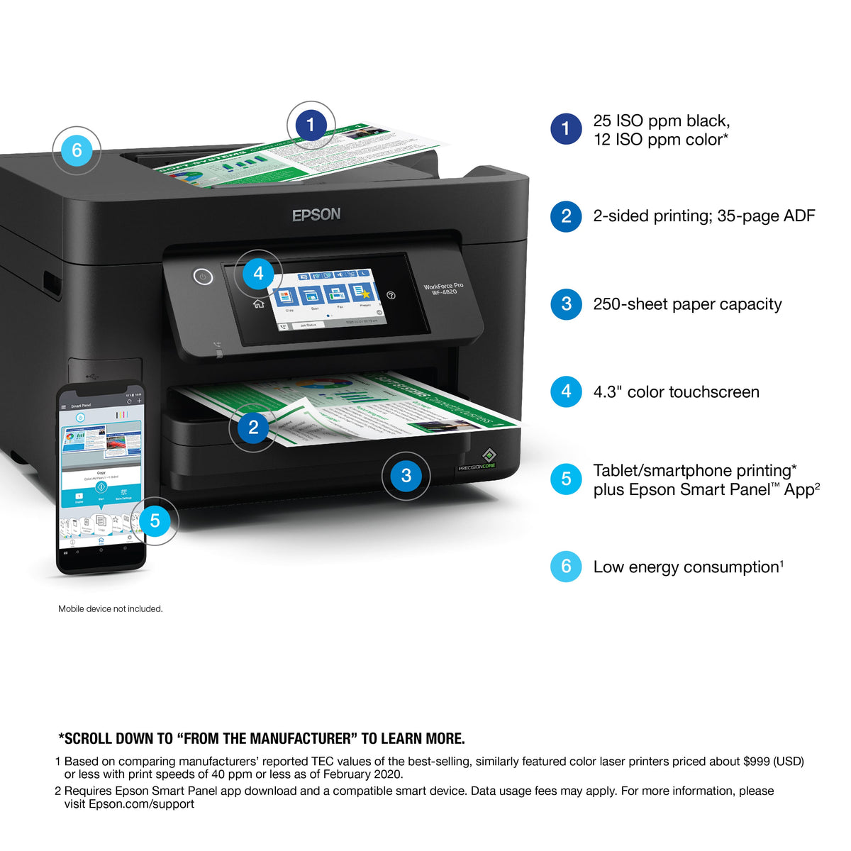 Epson - WorkForce Pro WF-4820 Wireless All-in-One Inkjet Printer - Black