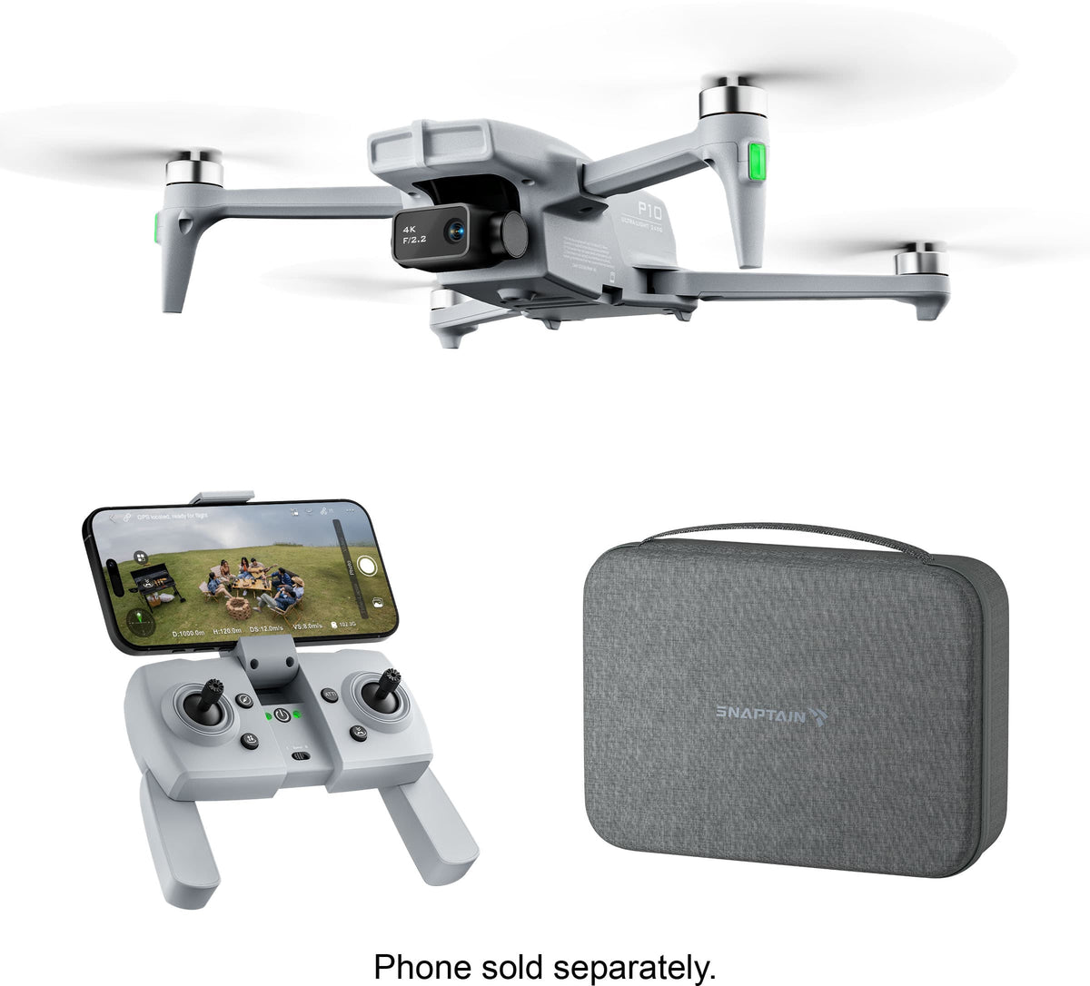 Snaptain - P10 4K Camera Drone with Remote Controller - Gray