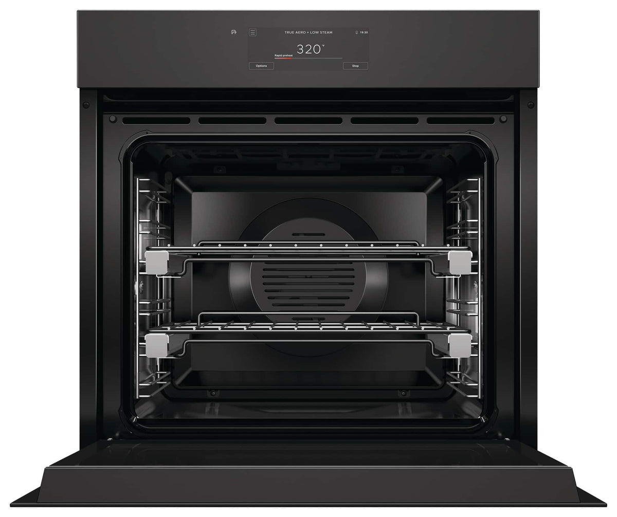 Fisher & Paykel - 24" 3 Cu Ft Built-in Combination Steam Oven, 6.8" Touchscreen, Handleless - Minimal (Soft - Black