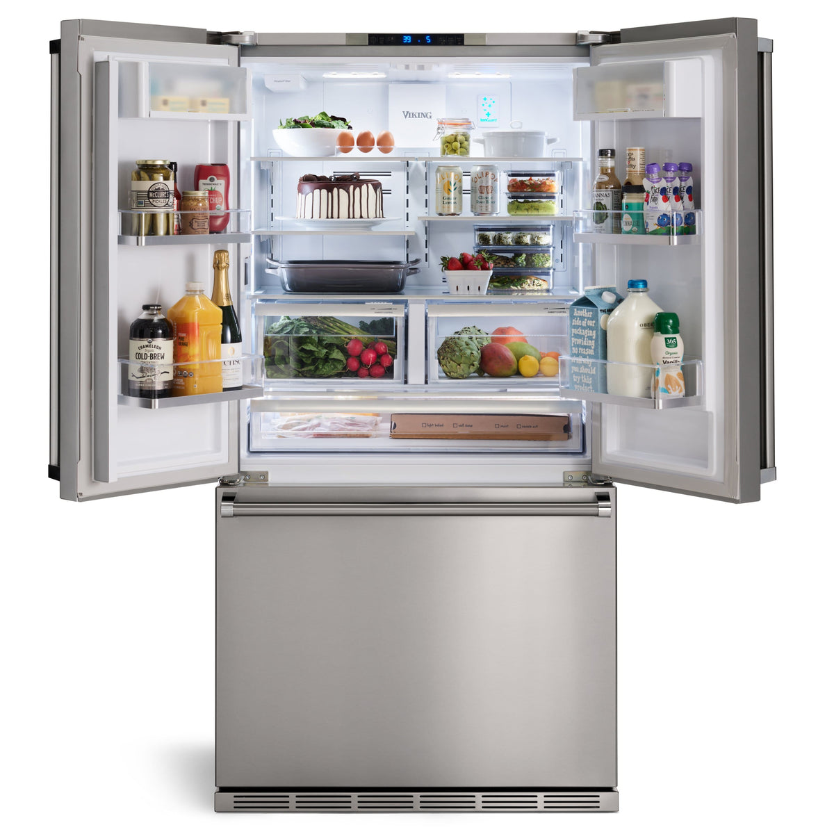 Viking - 36 in. Wide French Door Refrigerator - Stainless Steel