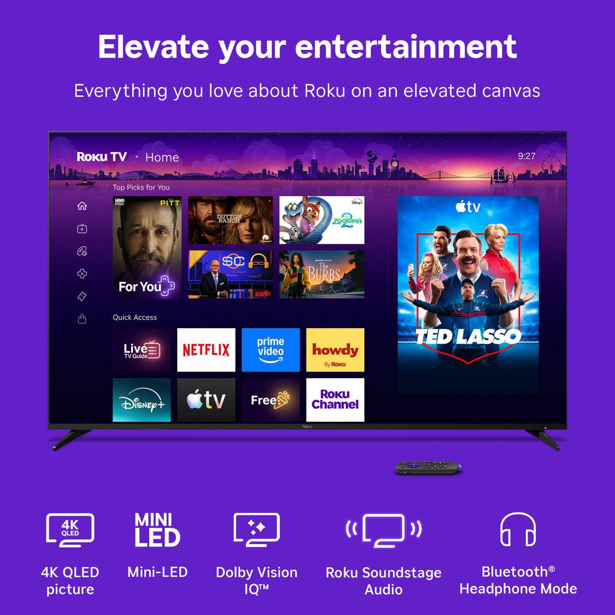 Roku - 75" Class Pro Series 4K QLED Mini-LED Smart RokuTV