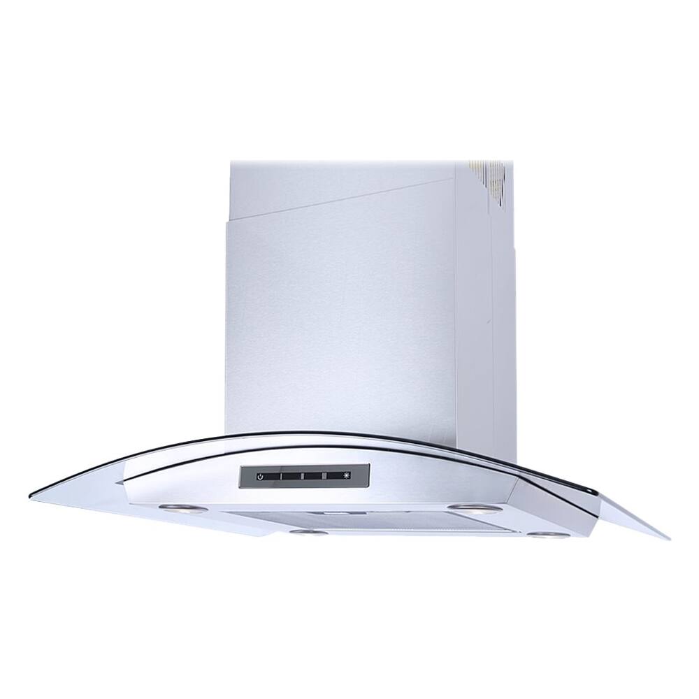 Windster Hoods - 30 inches - Convertible - Island Range Hood - Stainless Steel/Glass