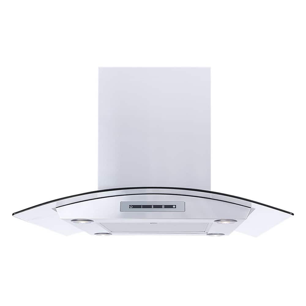 Windster Hoods - 30 inches - Convertible - Island Range Hood - Stainless Steel/Glass