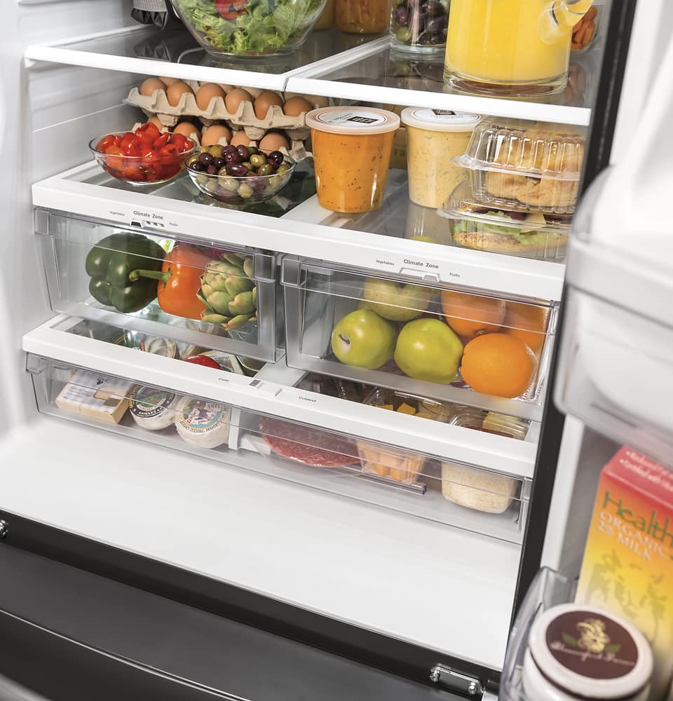 GE - 33 in. Wide 24.7 Cu. Ft. French Door Refrigerator with Internal Water Dispenser - Slate