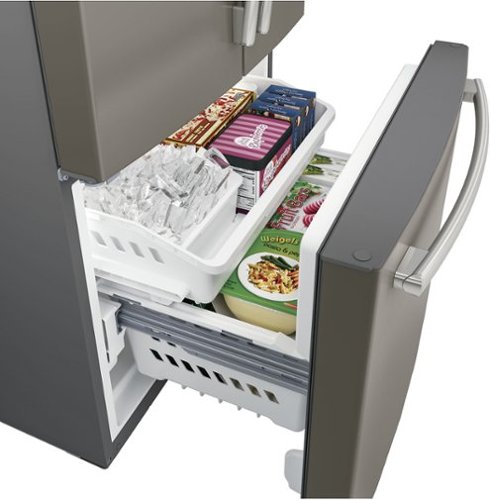 GE - 33 in. Wide 24.7 Cu. Ft. French Door Refrigerator with Internal Water Dispenser - Slate