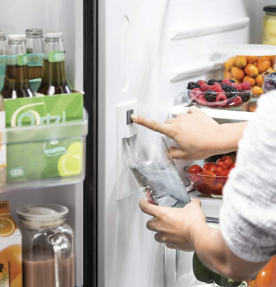 GE - 33 in. Wide 24.7 Cu. Ft. French Door Refrigerator with Internal Water Dispenser - Slate