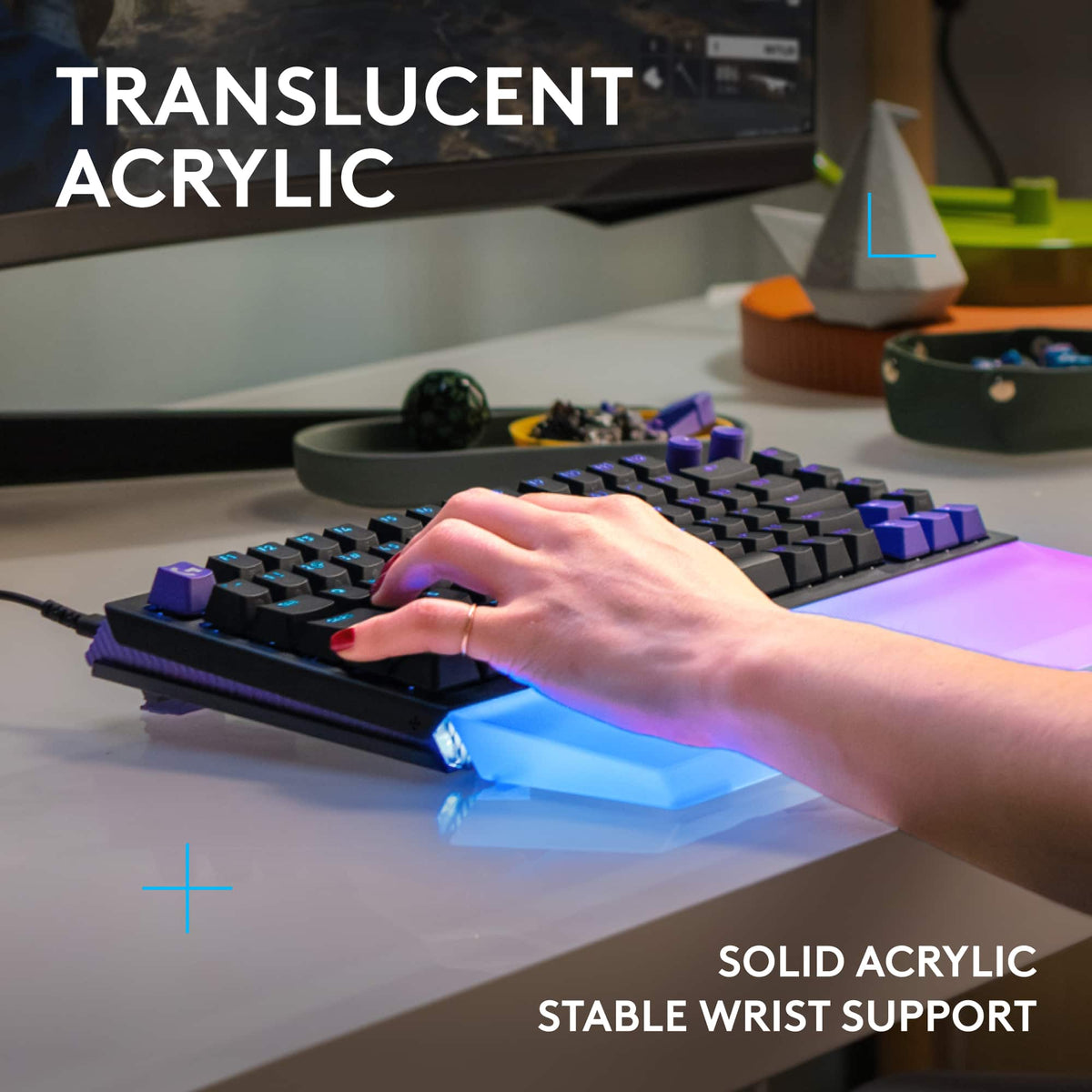 Logitech - G512 X PALM REST 75 LIGHTSYNC RGB Lightbar-Amplifying Acrylic Palm Rest - Transparent