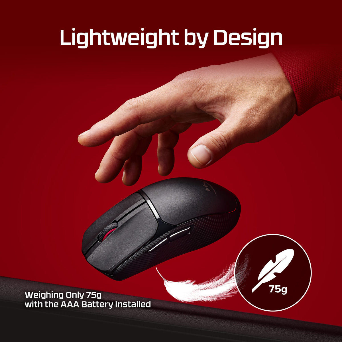 HyperX - Pulsefire Fuse Lightweight Wireless Optical Gaming Mouse with RGB Lighting - Wireless - Black