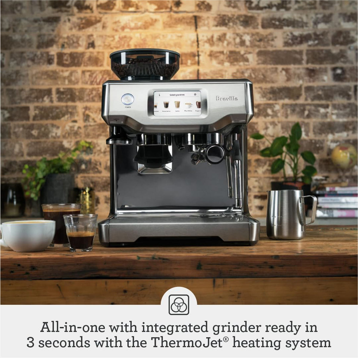 Breville - the Barista Touch Espresso Machine with 9 bars of pressure, Milk Frother and integrated grinder - Stainless Steel