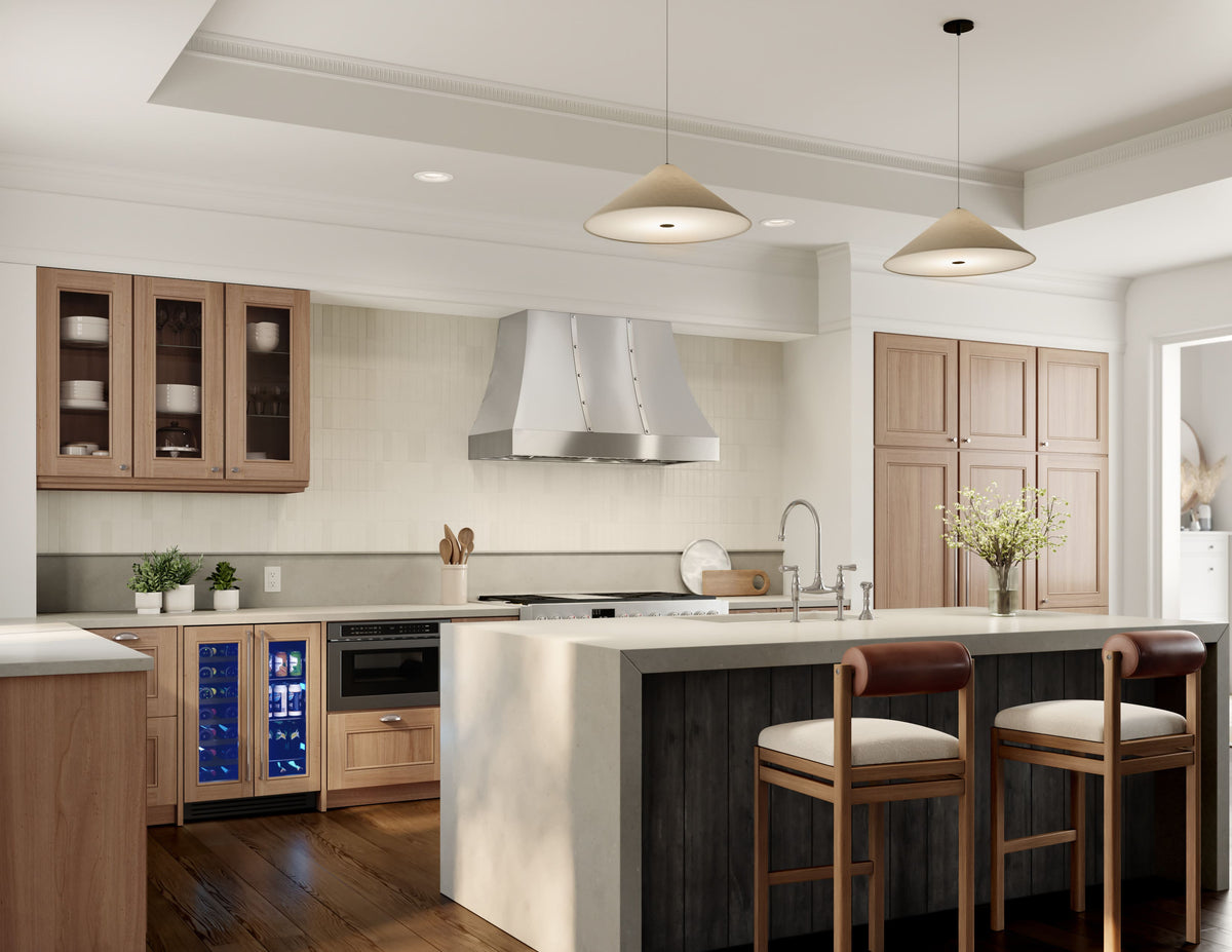 Zephyr - 48 inches - Externally Vented & Externally Vented - Shell Range Hood - Stainless Steel