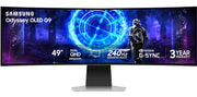 Samsung - 49" Odyssey OLED G9 Curved Dual-QHD 240Hz FreeSync Prem Pro and G-Sync Compatible Smart Glare Free Gaming Monitor - Silver