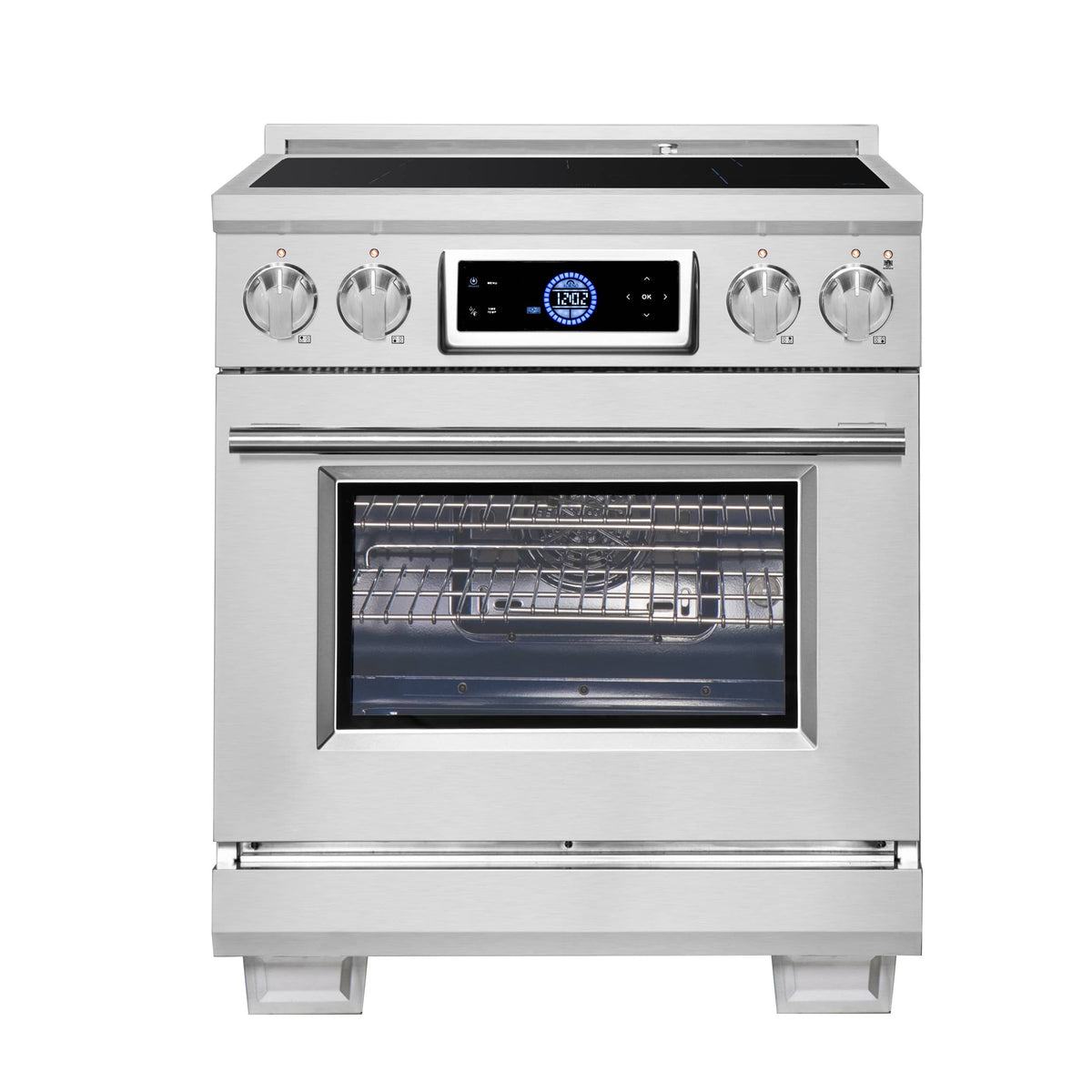 Forno Appliances - 30 in. Wide 2 Elements Maximus 4.32 Cu. Ft. Freestanding Electric Induction Range with Air Fryer - Stainless Steel