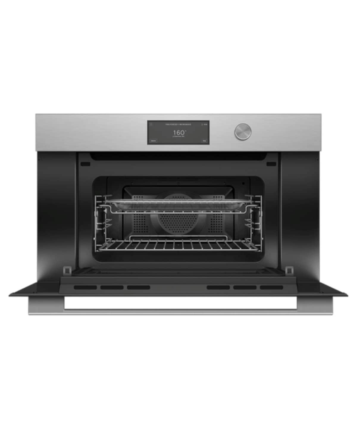 Fisher & Paykel - 30" 1.7 Cu. Ft. Single Convection Speed Oven, 6.8" Touchscreen w/Dial - Compact - Contemporary - Brushed silver