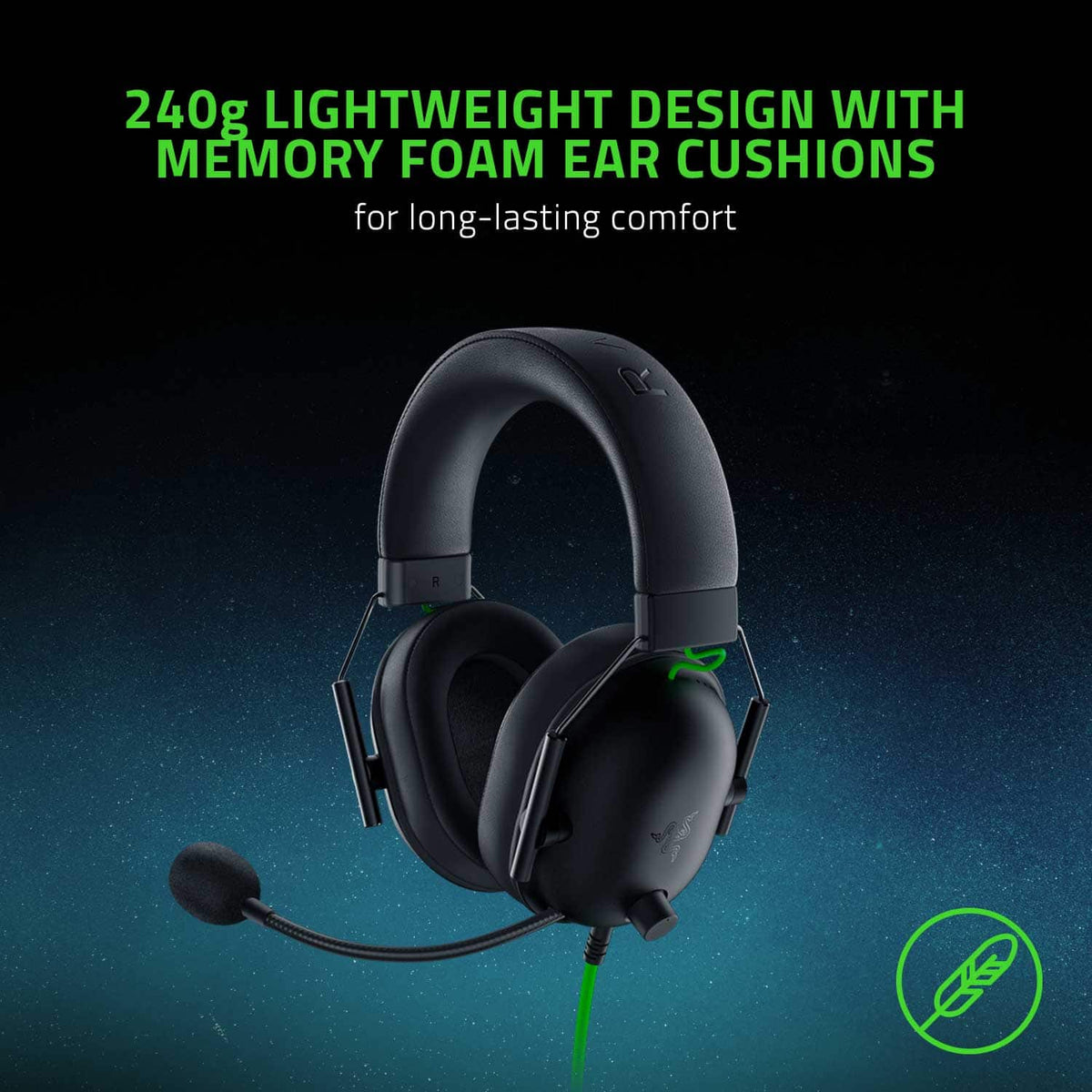 Razer - BlackShark V2 X Wired Over-the-Ear Gaming Headset for PC, PS5, PS4, Switch, Xbox X|S, and Xbox One - Black