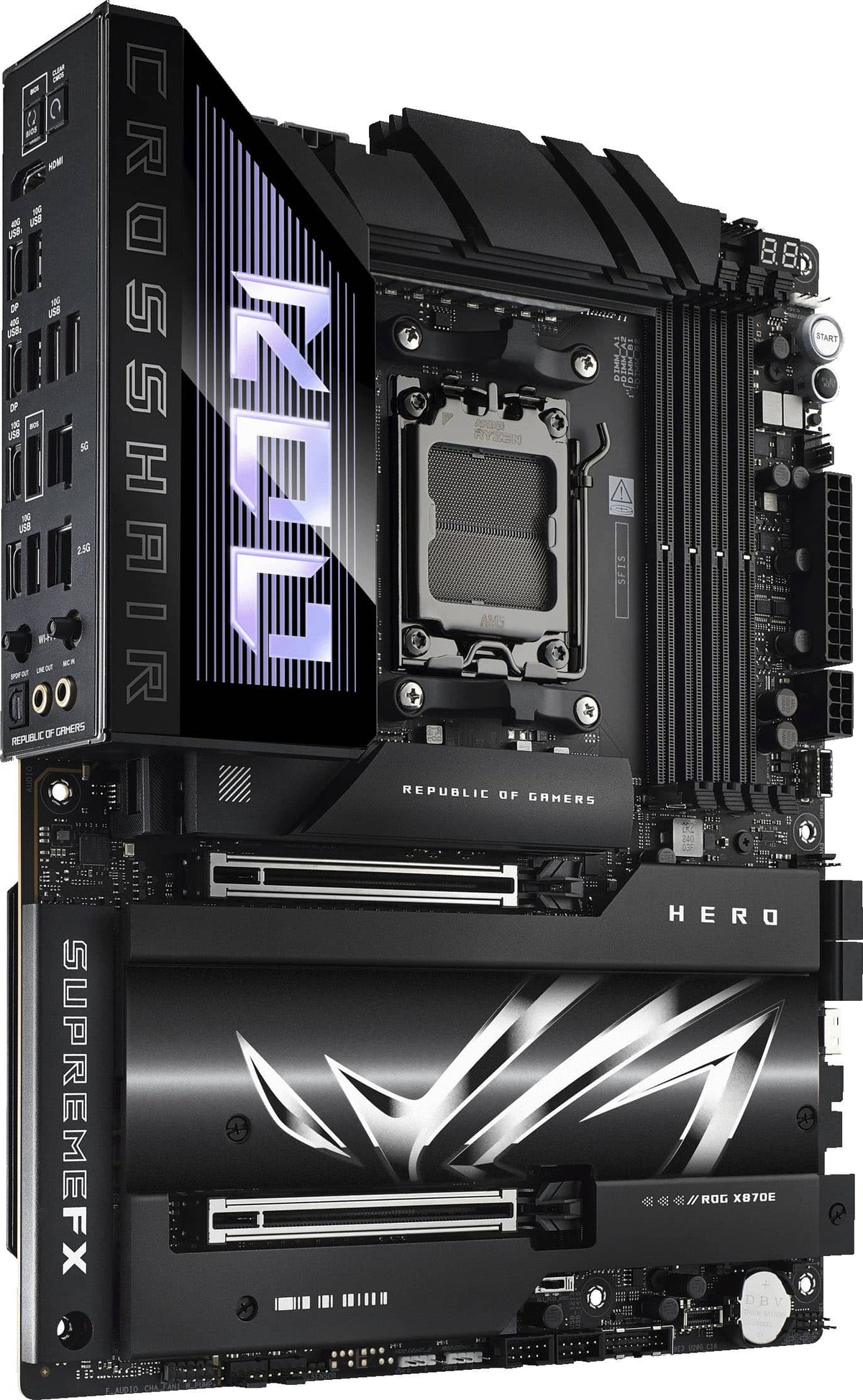 ASUS - ROG CROSSHAIR X870E HERO (Socket AM5) AMD X870 ATX DDR5 Wi-Fi 7 Motherboard - Black