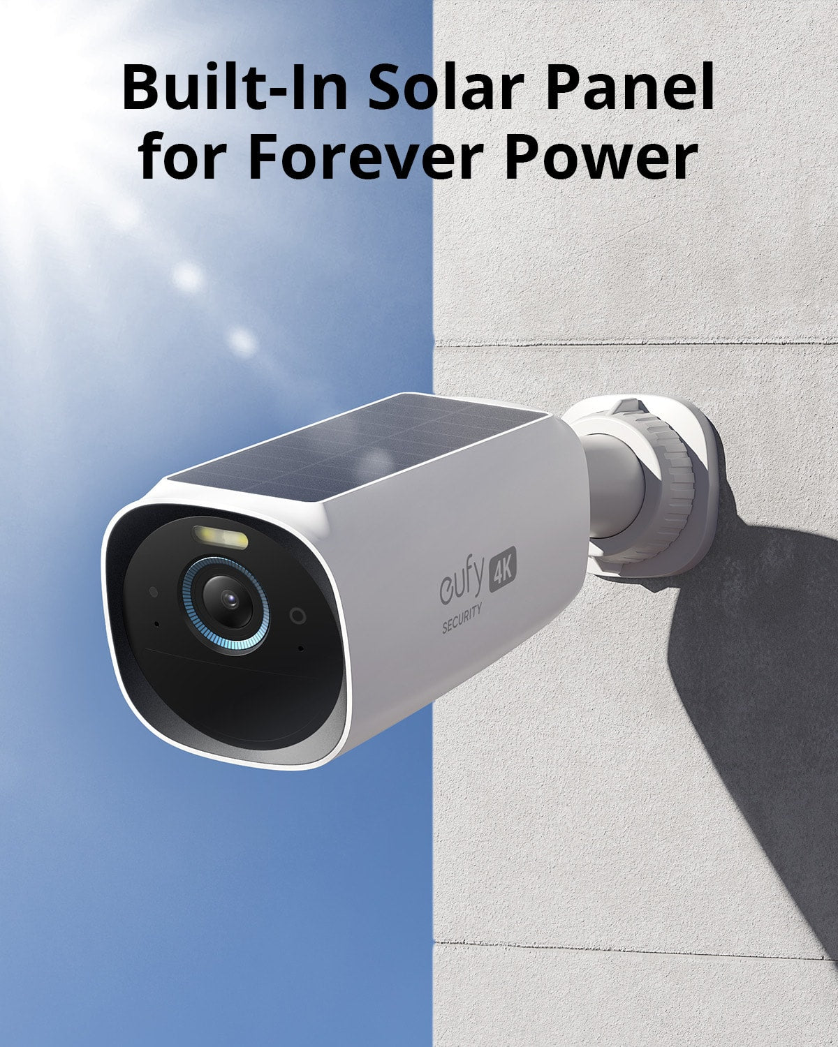 eufy - eufyCam 3, Outdoor Wireless 4K Solar Powered Add-On Security Camera (Base Not Included) - White