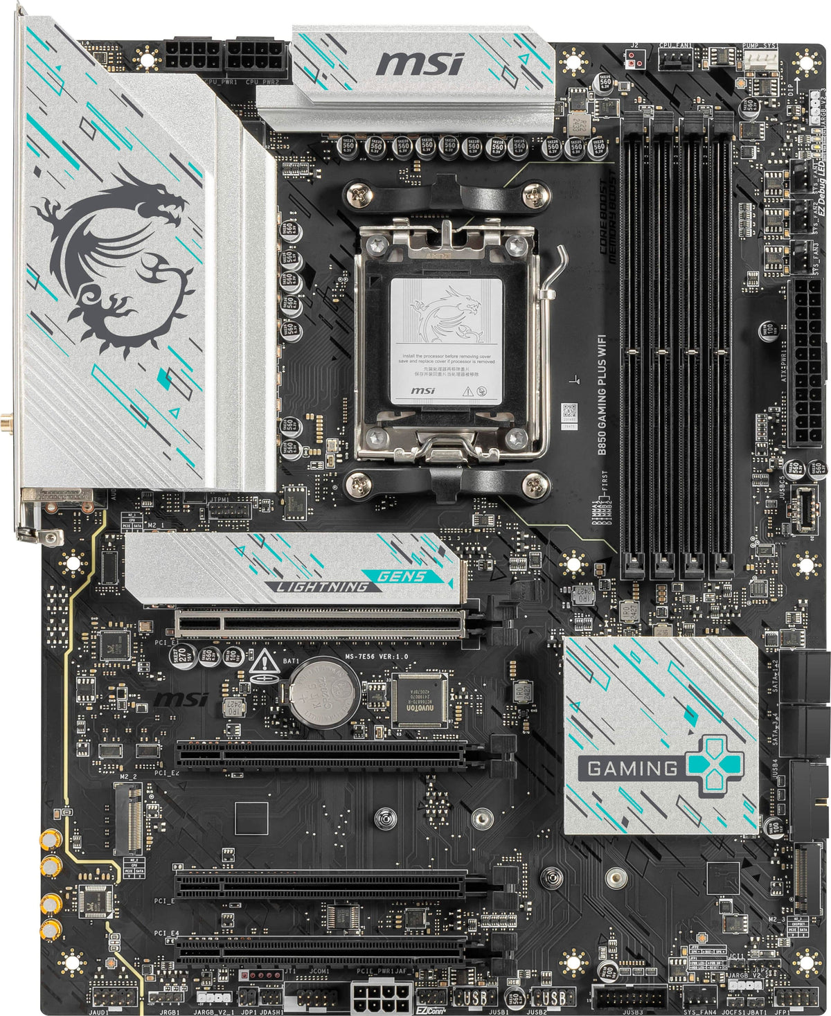 MSI - B850 GAMING PLUS WIFI (Socket AM5) AMD B850 ATX DDR5 Wi-Fi 7 Motherboard - Black