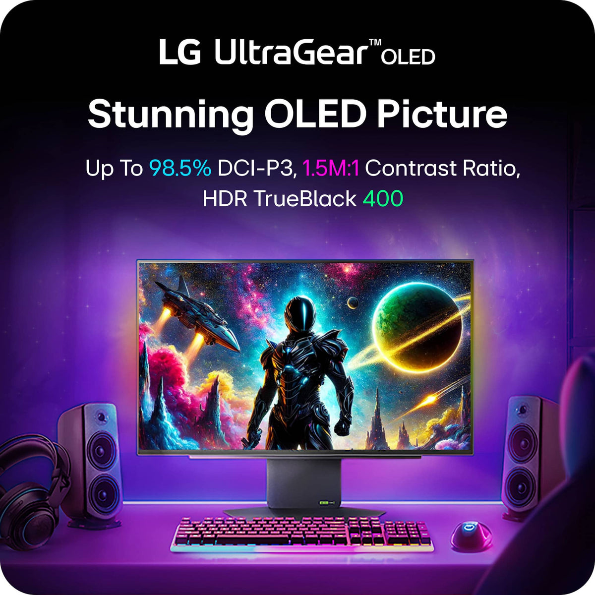 LG - UltraGear 27" OLED QHD 480Hz 0.03ms NVIDIA G-SYNC, AMD Freesync Premium Pro Gaming Monitor (HDMI x2, DisplayPort, USB) - Black