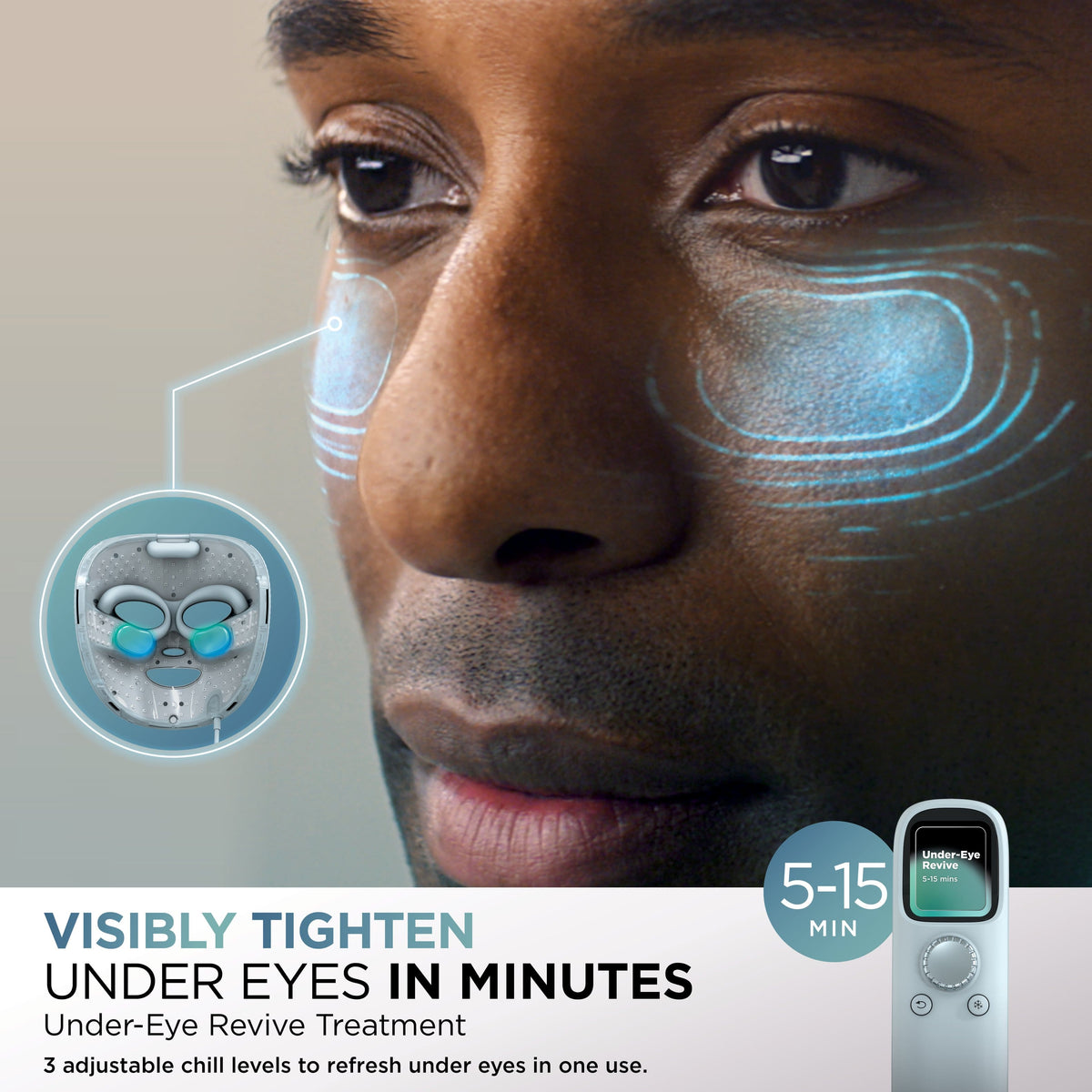 Shark - CryoGlow Under- Eye Cooling + LED Anti-Aging & Skin Clearing Face Mask - Blue Frost