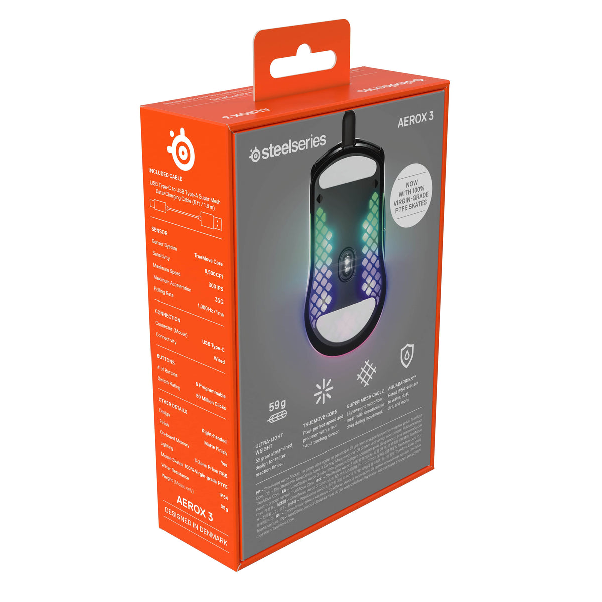 SteelSeries - Aerox 3 Super Light Honeycomb Wired RGB Optical Gaming Mouse - Wired - Onyx